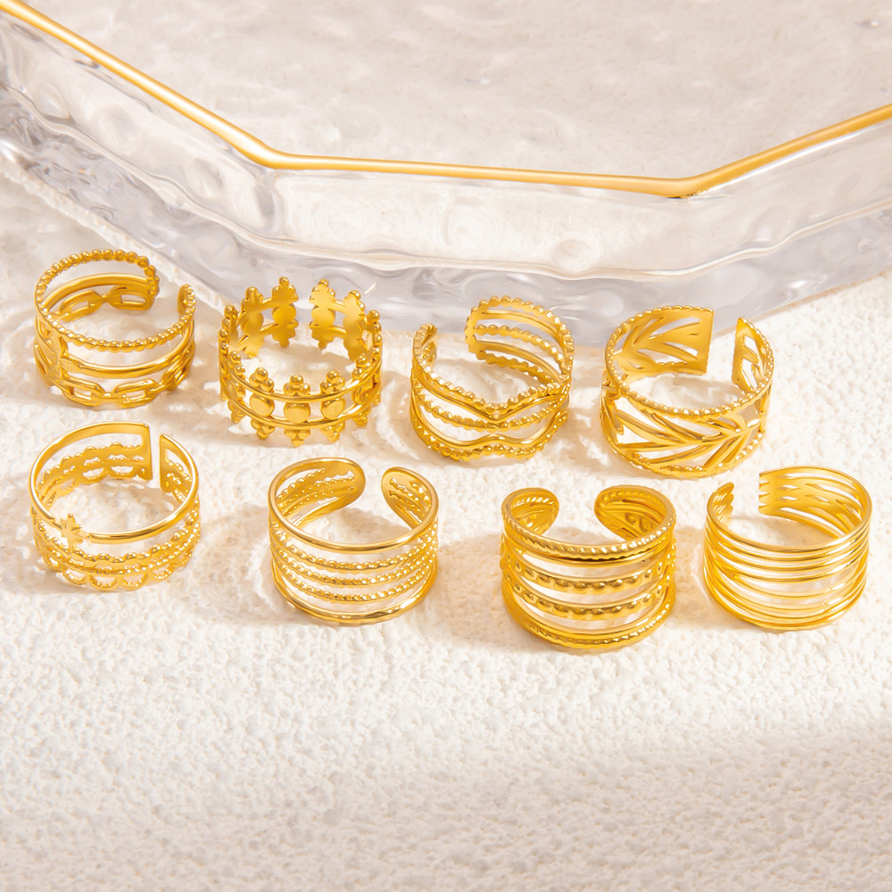 Wholesale Europe and the United States cross-border stainless steel ring niche design open high sense ring ins titanium steel ring jewelry rings