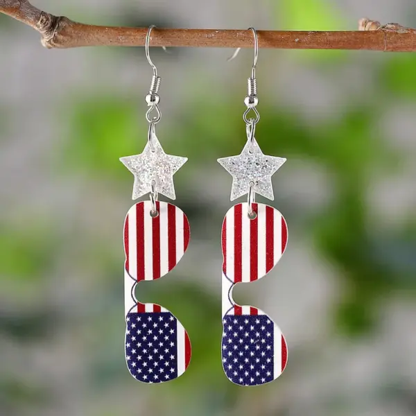 Wholesale Retro White Acrylic Star Drop Earrings For Women With 304 Stainless Steel Ear Pins Featuring Print Design