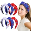 Wholesale American Independence Day Wide Fabric Heart Star Headband Party Holiday Hair Accessories Black White Green Red Dark Black Pink