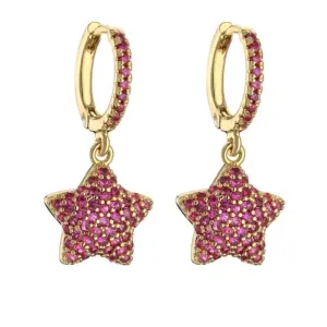 Gold Rose Red Diamond 1 Pair