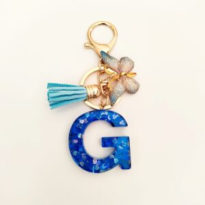 Blue letter keychain pendant/G