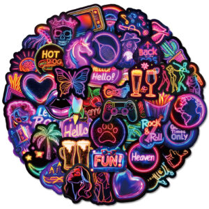 Wholesale 50 new hot selling colorful neon graffiti stickers foreign trade hot selling neon cherry waterproof decorative stickers