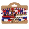 Wholesale 71st American Flag Soft Clay Beaded Bracelet Red White Blue Colorful Geometric Resin Inlaid Unisex