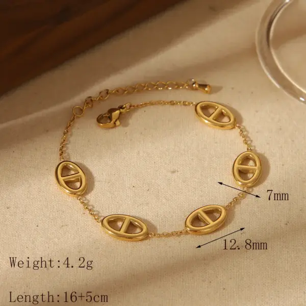 Wholesale Jewelry Casual Simple Style Pig Nose Solid Color 304 Stainless Steel 18K Gold Plated Bracelets Jewelry Set
