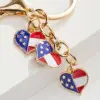Wholesale American Style Star Heart Shape American Flag Alloy Unisex Keychain