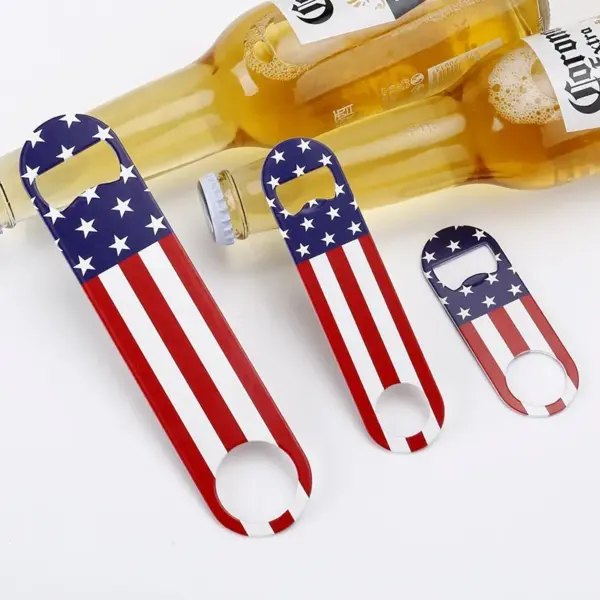 Wholesale American Flag Beer Bottle Opener All Steel Material UV Color Printing Bottle Opener Wine Bottle Opener Retro Grid