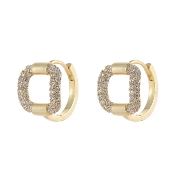 Wholesale Heart Shape Earrings For Women With Copper Ear Pins, 14K Real Gold Plated And Zircon Inlay