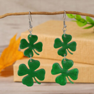 Wholesale St. Patrick's Day Carnival Korean-style Cool All-match Green Acrylic Glitter Lucky Ear Hook for Women