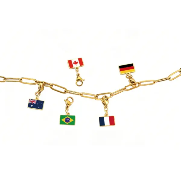 oly-c9cb44cc35edb6be0987f1b6a5cf965e Wholesale National Flag Italian Charms 304 Stainless Steel Pendant With 18K Real Gold PVD Coated Plating 0.03µm Thickness, 1 Piece