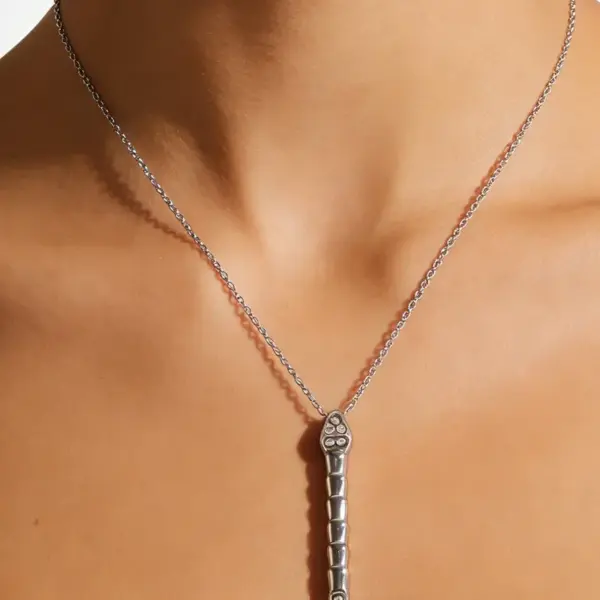Wholesale Bamboo Waterproof Non Tarnish Necklace For Women In 304 Stainless Steel With 18K Real Gold Electroplated And Zircon Inlay, Box Chain