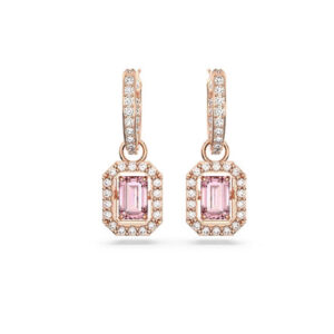 Sugar cube rose gold pink diamond earrings