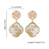 Wholesale Women’s Real Gold Plated Copper Drop Earrings Featuring Beaded Flowers Design
