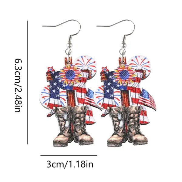 Wholesale 1 Pair Retro Bow Knot Boots Wood Drop Earrings