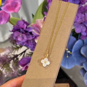 Xl384 gold single flower double-sided necklace
