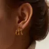 Wholesale PVD Coated Real Gold Plated C Shape 304 Stainless Steel Fashion Waterproof Non Tarnish Ear Studs