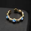 Wholesale Unisex Eye Pattern Enamel Ring In Copper With Zircon Inlay, Featuring Hip-Hop Style