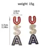 Wholesale Fashionable Diamond Earrings Women's Independence Day Anniversary Drop Earrings Alloy Zinc Earring Post USA Style Jewelry