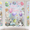 Wholesale  Easter Window Decorations Electrostatic Window Flowers Stickers Shopping Mall Window Glass PVC Wall Stickers