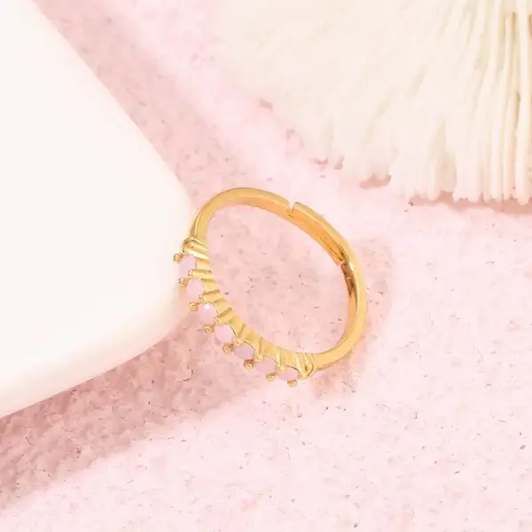 Wholesale Geometric Open Rings For Women In Copper With 14K Real Gold Plating And Zircon Inlay, Perfect Birthday Gift