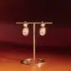 Wholesale Oval Waterproof Non Tarnish Earrings For Women, 304 Stainless Steel With 18K Real Gold PVD Coated Plating And Zircon Inlay