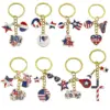 Wholesale USA Star Heart Balloon National Flag Keychain Hat Independence Day Commemorative Keyring Small Gifts