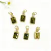 Wholesale 18K Gold Plated Copper Color Retention Rectangular Colorful Zircon Twelve Constellation Stone Pendant DIY Jewelry Hanging Water Plated Imitation Gold Geometric