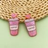 Wholesale Creative Atmosphere Party happy birthday Birthday Cake Coffee Cup Earrings Holiday Memorial Earrings