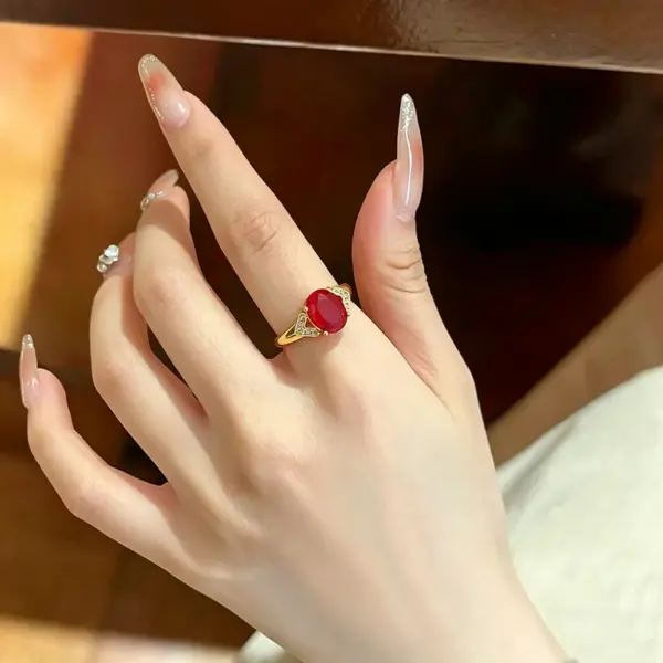 Wholesale Geometric Open Ring For Women In Brass With Golden Plated Water Plating And Claw Setting Featuring Artificial Gemstones