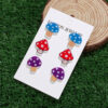 Wholesale 3-piece Creative Mushroom Earrings Handmade Multicolor Polo Mushroom Umbrella Skirt Pendant Acrylic Earrings