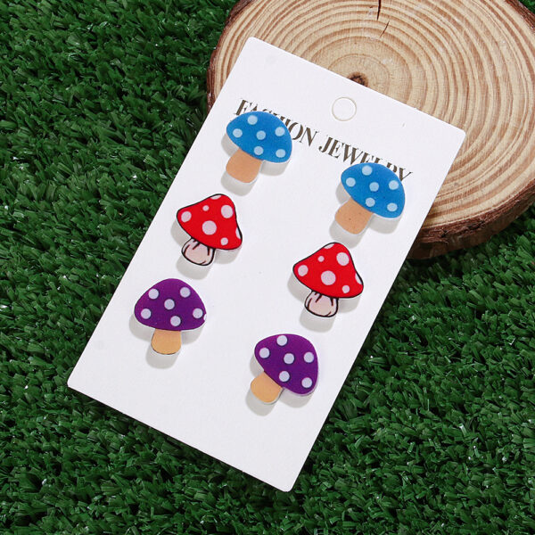 Wholesale 3-piece Creative Mushroom Earrings Handmade Multicolor Polo Mushroom Umbrella Skirt Pendant Acrylic Earrings