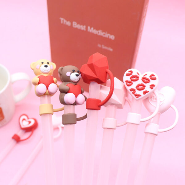 oly-ca93a3dea3274542cba4e342bb8e1b19 Wholesale straw cap 10mm Valentine's Day series love straw cap straw cover universal personalized straw dust plug