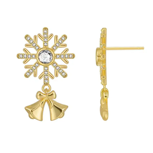 Wholesale 1 Pair Christmas Elegant Streetwear Snowflake Plating Inlay Copper Zircon Ear Studs