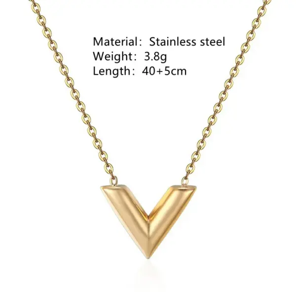 Wholesale 304 Stainless Steel V Shape PVD Coated 18K Real Gold Plated Elegant Simple Style Waterproof Non Tarnish Gold Bracelets Earrings Necklace