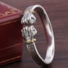Wholesale Selling Power Holding Silver Bracelet Men's Personality Retro Solid Open Fist Power Fist Bracelet