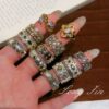 Wholesale Brati vintage court style copper Italian brushed ring with diamond-encrusted four-leaf clover design