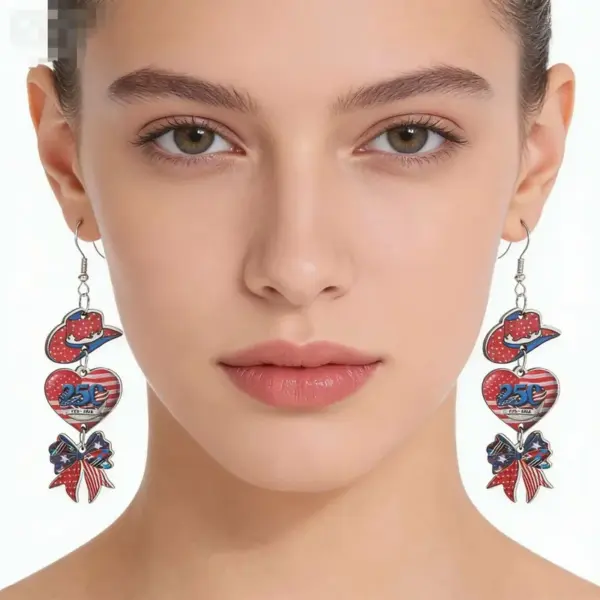 Wholesale Retro Faceted Flag Ear Hook Earrings For Women Featuring Durable Iron Material