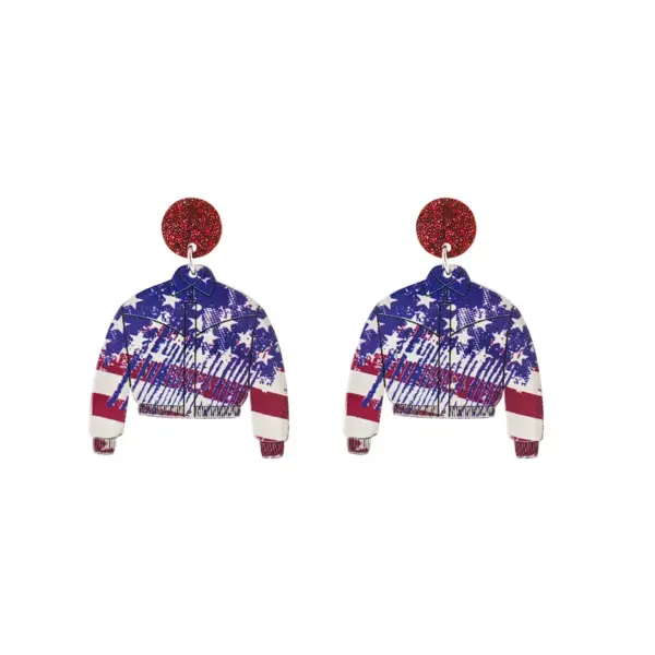 oly-cabb9cfea8a9d6ee902b0e76344417b5 Wholesale Retro American Flag Heart Flower Earrings Acrylic Geometric Pattern Round Shape Women's Jewelry Fashion Accessories