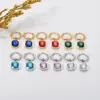 Wholesale 1 Pair Simple Style Square Plating Inlay Stainless Steel Glass Drop Earrings