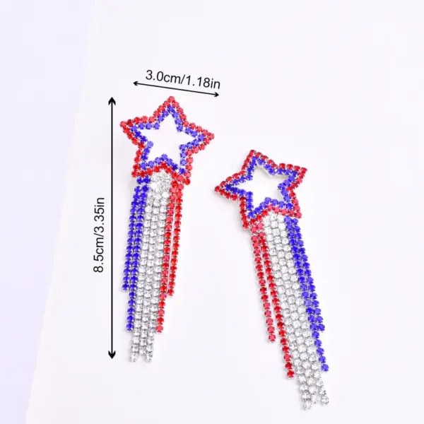 Wholesale National Flag Earrings With Claw Setting, Silver Plated Copper Material Featuring Rhinestones And 0.03µm Water Plating Thickness