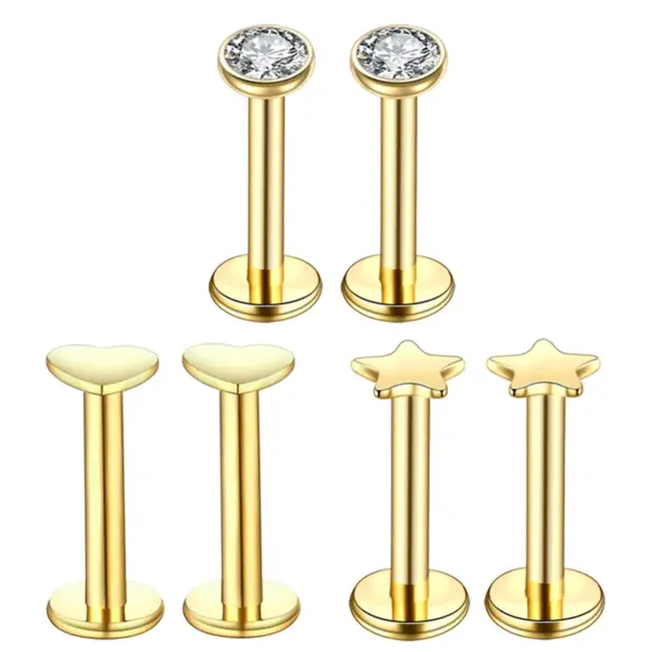 Wholesale Fashion Star Heart Shape Stainless Steel Plating Zircon Lip Stud