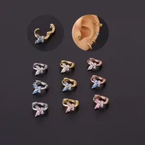 oly-cadff16414eba924b002a6a524d758a7 Wholesale Ear Cartilage Rings & Studs Lady Butterfly Copper Plating