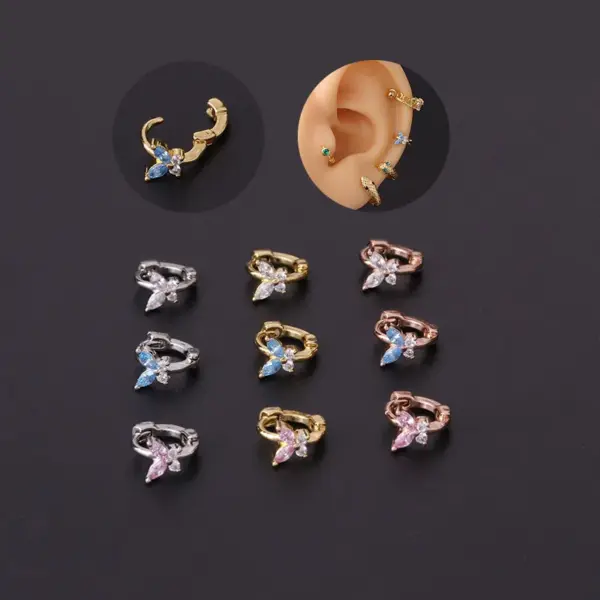 Wholesale Ear Cartilage Rings & Studs Lady Butterfly Copper Plating