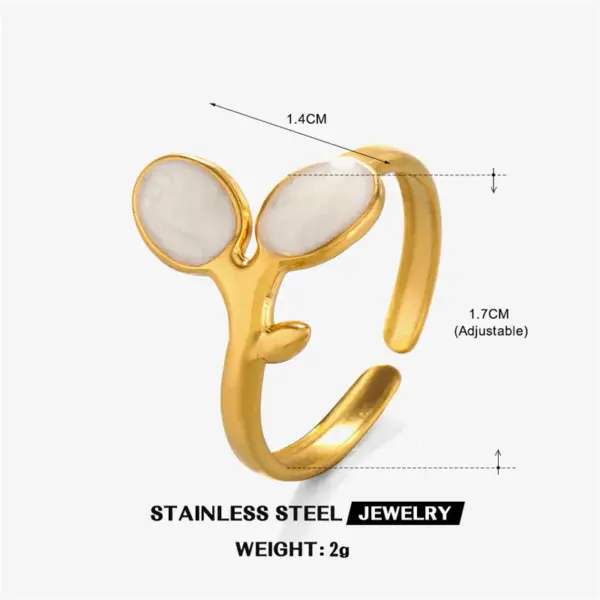 Wholesale Ion Plating (IP) 18K Gold Plated Leaves 304 Stainless Steel Hip-Hop Vacation Waterproof Non Tarnish Open Rings