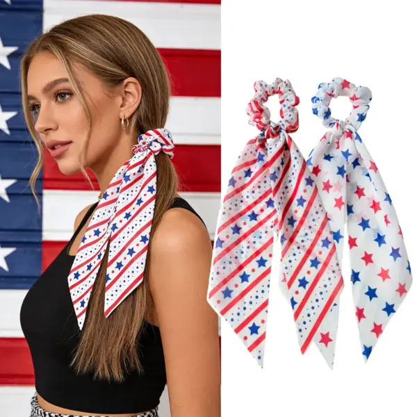 Wholesale American Flag Hair Tie For Women In Chiffon, Perfect For Independence Day And Spring And Summer