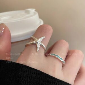 Wholesale Vacation Style Starfish Metal Ring Niche Opening Stacked Wear Fashion Personality All-match Cool Feeling Unique Finger Ring