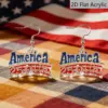 Wholesale Retro Letter Print Drop Earrings In White & Red Acrylic With 304 Stainless Steel Ear Pins For Women