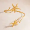 Wholesale 304 Stainless Steel Starfish Flower PVD Coated Real Gold Plated Vacation Waterproof Non Tarnish Arm Bracelet