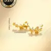Wholesale Pentagram Electroplated Stud Earrings For Women In SUS316 Stainless Steel With 18K Real Gold PVD Coated Plating And 0.03µm Thickness