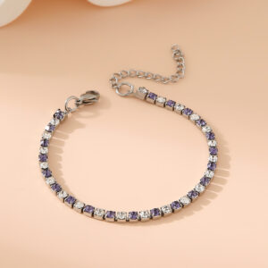 1:1 light purple color 3mm silver bracelet