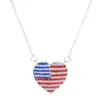Wholesale Casual Elegant National Flag Heart Shape Zinc Alloy Cable Chain Lobster Trigger Clasp Closure Pendant Necklaces Wholesale
